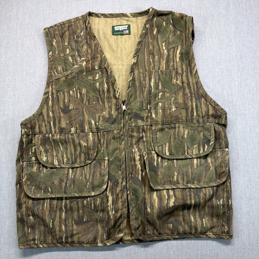 Vintage Saf T Bak Vest‎ Mens XL Camouflage Shooting Sleeveless Hunting